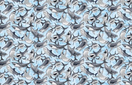 Shark Attack - Sharks on Blue by Northcott
