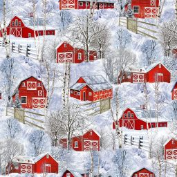 Winter Barn Red Barns In Snow, Multi