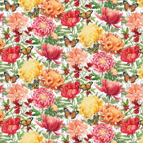 Morning Blossom Feature Floral White Multi