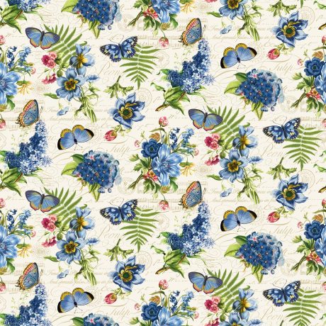 Something Blue Collection, Feature Floral Cream Multi