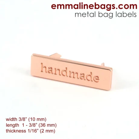 Metal Bag Label: "Handmade" - Rectangle - Copper