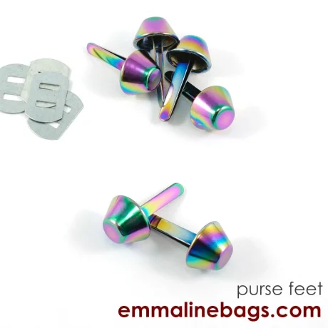 Bucket Purse Feet: 9/16" (14mm) - 6 Pack - Iridescent Rainbow