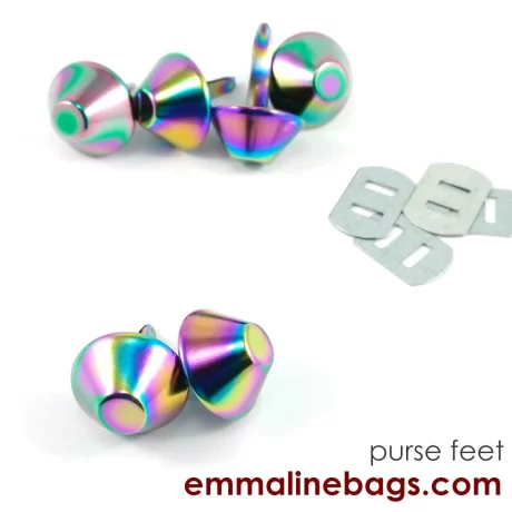 Bucket Purse Feet: 3/4" (18mm) - 6 Pack - Iridescent Rainbow