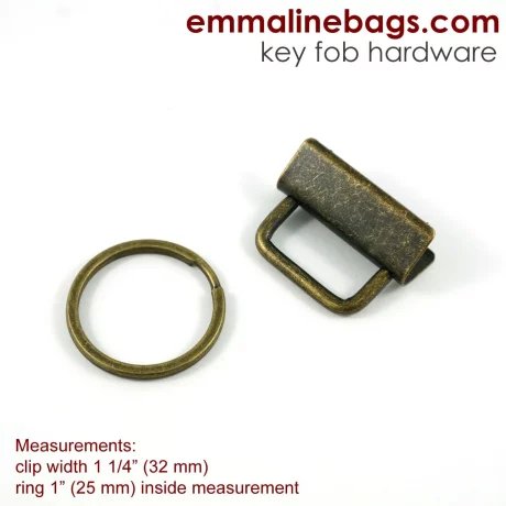 Key Fob Hardware - 5 Pack - Antique Brass