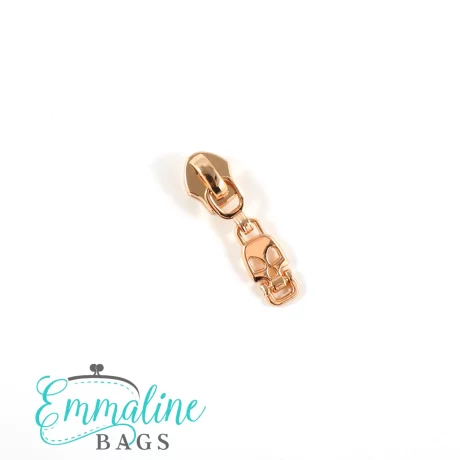 Emmaline Zipper Sliders with Pulls - *SIZE#5* (10 Pack) - Skull - Copper/Rose Gold