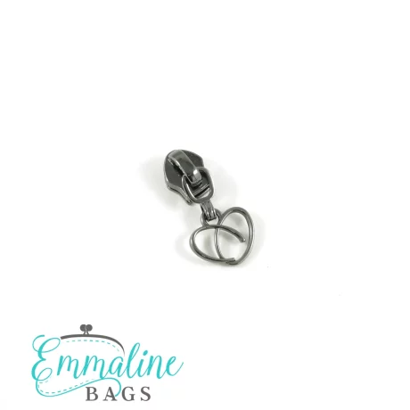 Emmaline Zipper Sliders with Pulls - *SIZE#5* (10 Pack) - Heart - Gunmetal