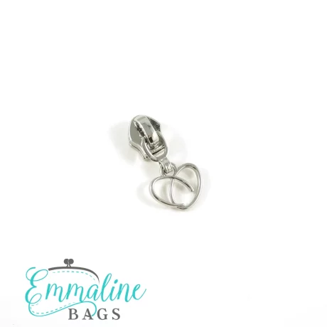 Emmaline Zipper Sliders with Pulls - *SIZE#5* (10 Pack) - Heart - Silver