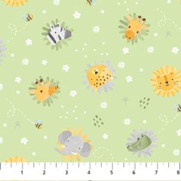 Sunny Safari for Baby - Mini Heads Toss on Green