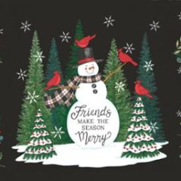 Winter Friends by Deb Strain - Panel - Charcoal Black