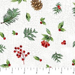 Winter Song from Northcott - Sprigs and Holly Berries