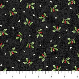 Winter Song from Northcott - Holly on Crackle Black