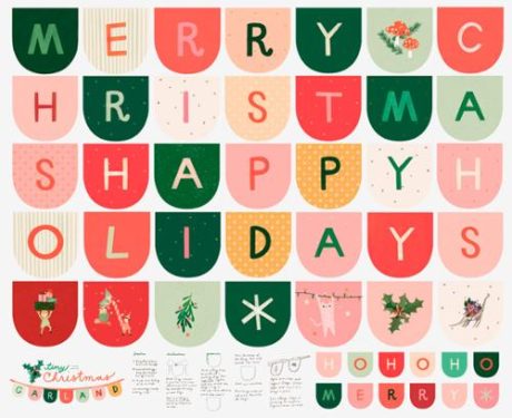 Tiny Christmas by Lizzie House - Bunting Panel