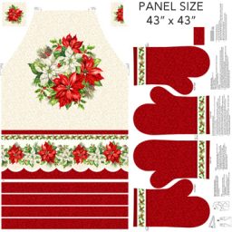 Christmas Holiday Joy - Poinsettia Apron Panel