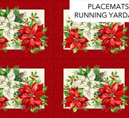 Christmas Holiday Joy - Poinsettia Placemat Panel - Set of 2