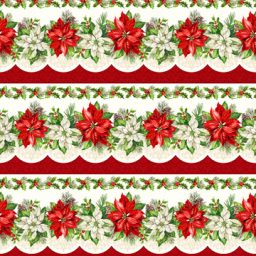 Christmas Holiday Joy - Poinsettia Border Stripe