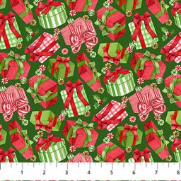 Vintage Christmas - Tossed Presents - Green