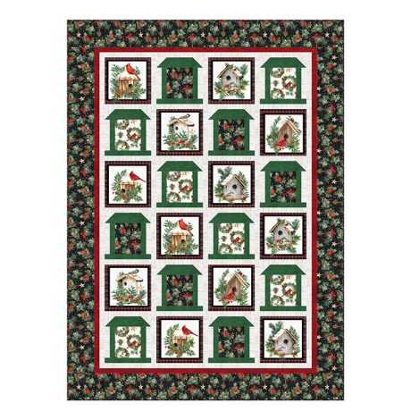 Winter Song from Northcott - Bird Feeders and Cardinals Pattern