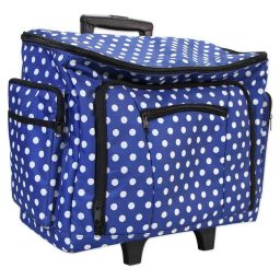 Sewing Machine Trolley Polka Dots Blue roller bag tote case