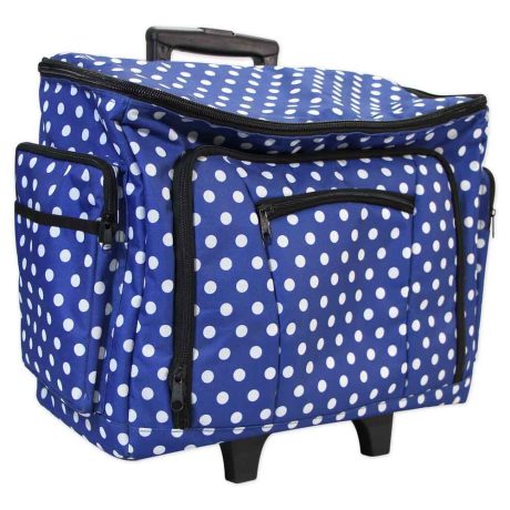 Sewing Machine Trolley Polka Dots Blue roller bag tote case