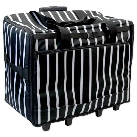 Sewing Machine Trolley Striped Black XL roller bag case