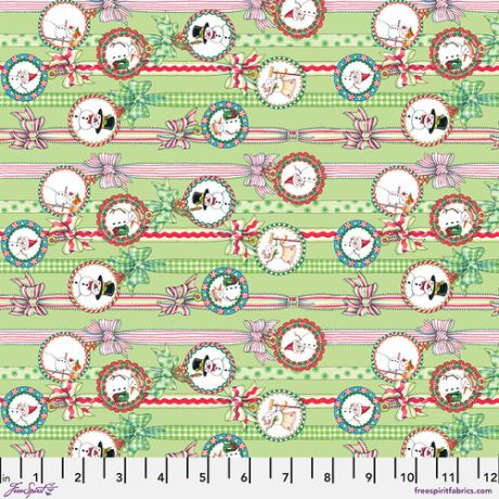 So Much Joy! Christmas Collection by Mary Engelbreit - Snow People Ribbon on Lime