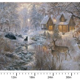 Under the Moonlight Snowy Forest - Winter Cottage Panel