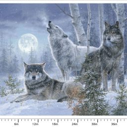 Under the Moonlight Snowy Forest - Three Wolf Panel