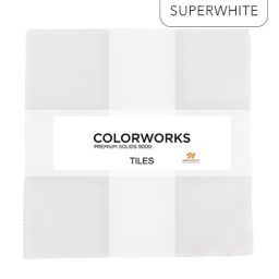Colorworks Premium Solid Precuts - 10" Tiles - Superwhite